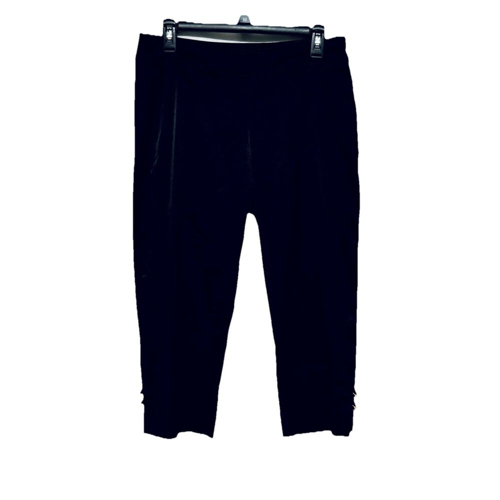 VTG Cache Black Cropped Carpi Pants with Gold Metal Detail at Legs Women's sz 8